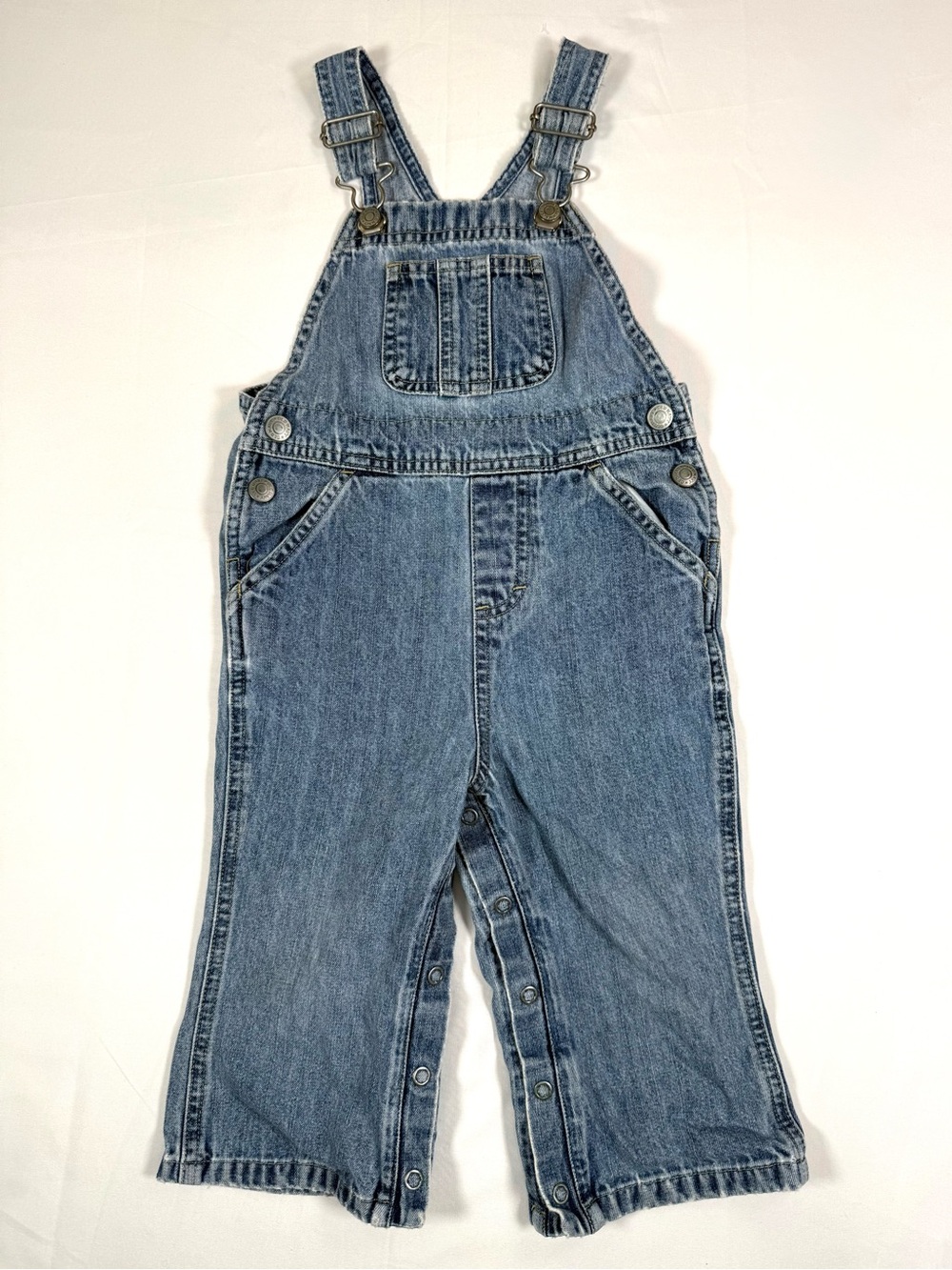 VINTAGE OLD NAVY Baby Denim Overalls 18-24M 2000 Y2K Wide Leg Workwear Western